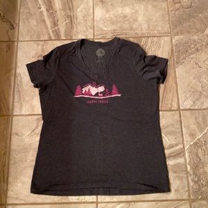 Life is good size M tshirt navy with purple print EUC